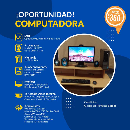 Dell Optiplex 9020 I7-4770, 16gb De Ram, Ssd 476gb Y Hdd 1tb