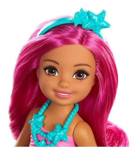 Boneca Barbie Dreamtopia Chelsea Sereia Rosa E Cabelos Rosa