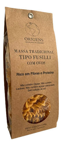 Macarrão Fusilli Sem Glúten Origens 200g - Kit 2x