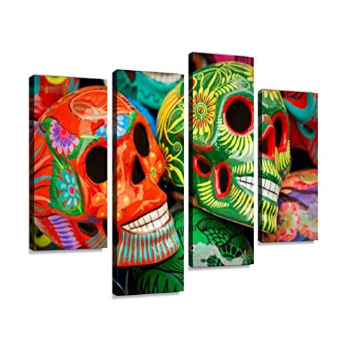 Pintura De Arte De Pared De Lienzo Decorada Calaveras C...