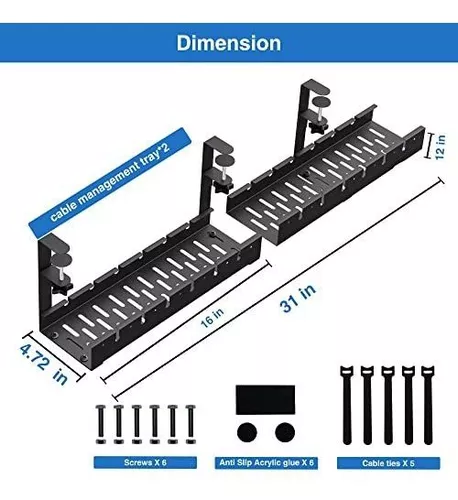 Organizador Cables Escritorio - Sin Taladro, Bandeja