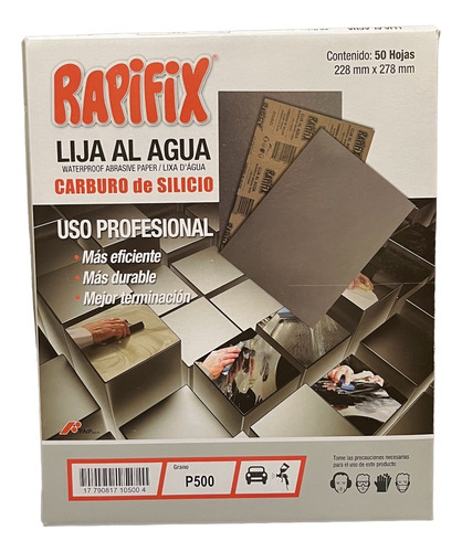 Lija Al Agua Grano 500- Rapifix- Pack 10 Unidades