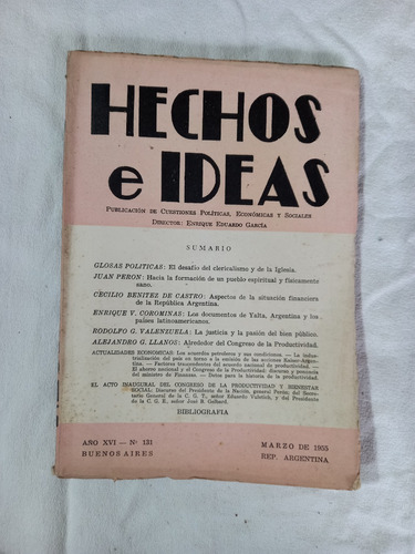 Hechos E Ideas 1955 Perón De Castro Corominas Llanos Valenzu