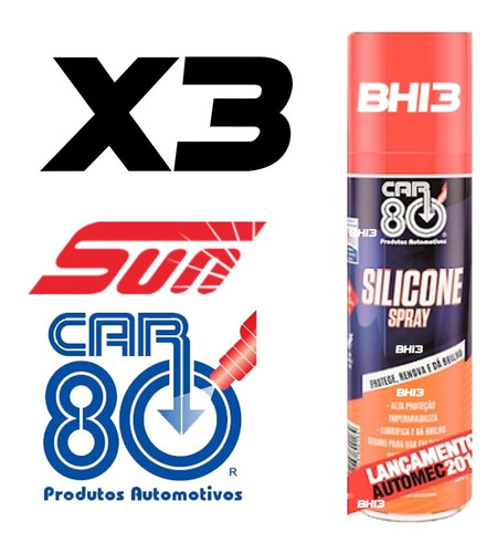 Car80 Silicone Spray 300ml Kit Com 3 Latas