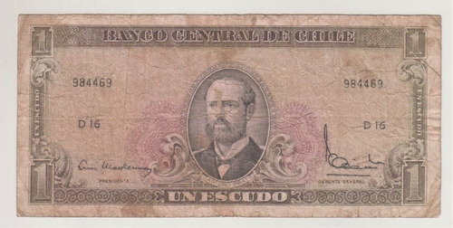 Billete Chile 1 Escudo Mackenna Ibañez Grabado D16 (c85)