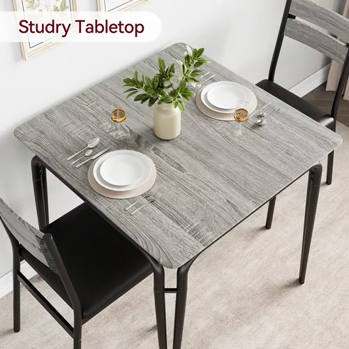 IDEALHOUSE Mesa de cocina para 2, juego de 2 mesas y sillas pequeñas, juego  de comedor para 2, juego de mesa de comedor cuadrada, juegos de cocina y
