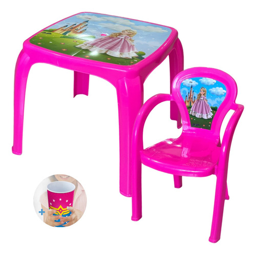 Mesinha Infantil Mesa Criança Menino Menina Cadeira + Brinde