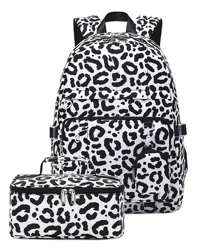 Boo Mochila Para Estudiantes Con Estampado De Leopardo De Gran Capacidad Y Lonchera