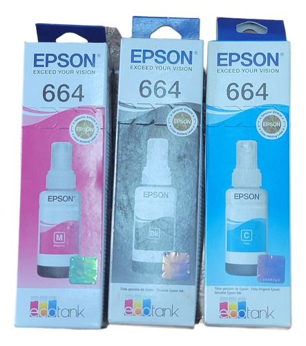 Tinta Epson 664 Kit De 3 Colores Como La Foto