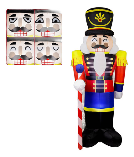 Soldado Cascanueces Inflable Navidad 2.4m Ojos Reemplazables