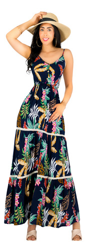 Vestido Maxi Casual Mujer Largo Cómodo De Tirantes