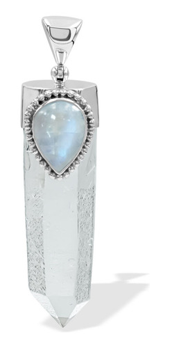 Dije De Cristal De Cuarzo Y Piedra Luna Arcoíris