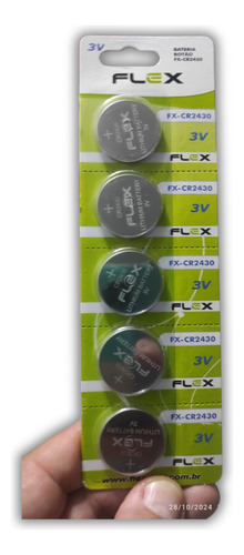 Bateria Moeda Botão Cr2430 Flexgold 3v Blister Com 5 Unidade
