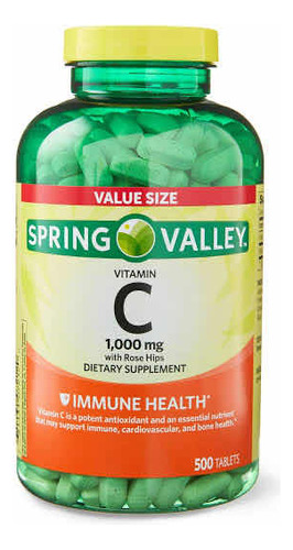 Vitamin C 1000mg + Rose Hip, Spring Valey, 500 Tabletas, Usa