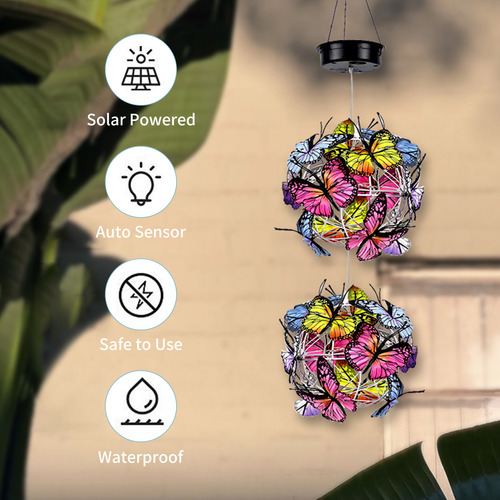 Lámpara Solar Colgante Mariposa Led.colores Cambiantes Imp