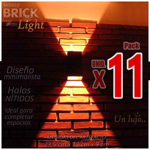 Lampara Iluminación Interior Pared Bidireccional Pack X11un Aplique Moderno Superbrillante Efecto Pared Living Comedor