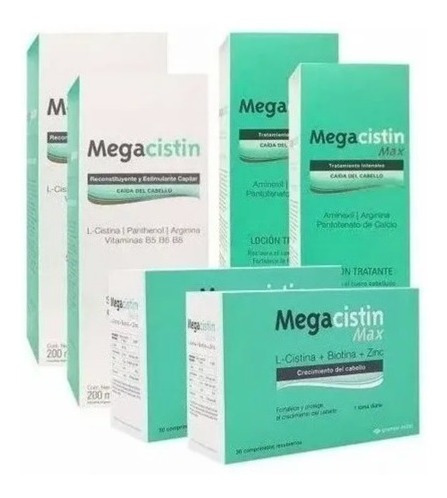 Megacistin Combo 2 Comprimidos Max X60 +2 Shampoo +2 Locion