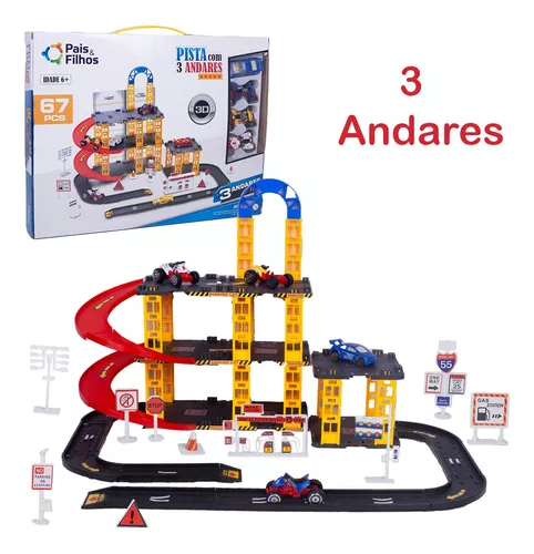 Pista De Carrinhos Brinquedo Corrida Infantil + 6 Carrinhos