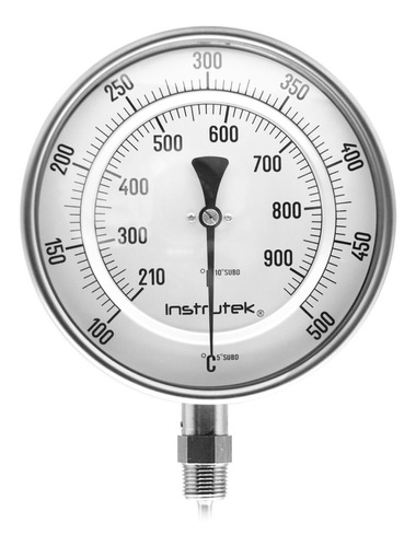 Termómetro Horno 6 PLG 100 A 500°c Vástago 9 Rosca 1/2  Npt