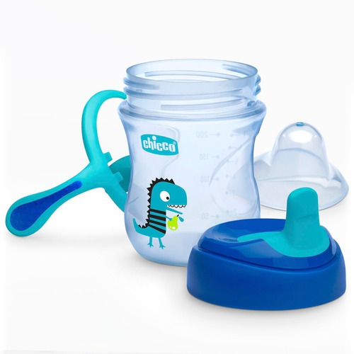 Vaso para bebés con aza antiderrame Chicco Training Cup color blue de 200mL