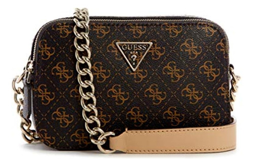 Guess Mujer Noelle Crossbody Camera, Logotipo Marrón, Talla 