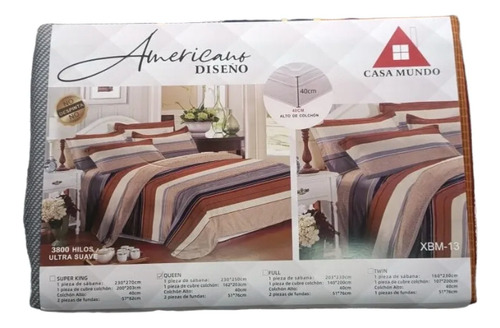 Juego De Sábanas Queen Casa Mundo Super Suave 3800 Hilos N 6