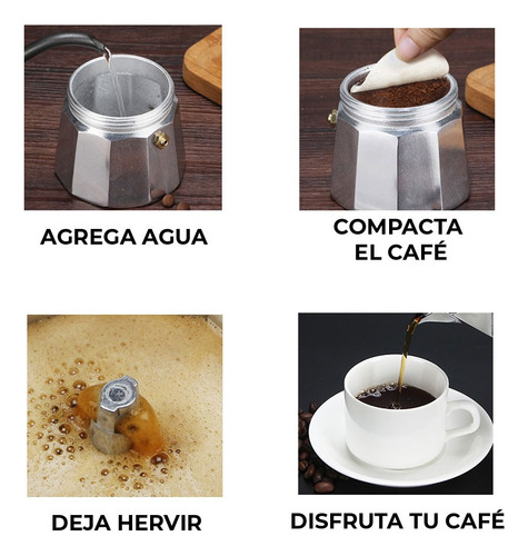Cafetera Italiana Manual Plateada 300ml Resistente