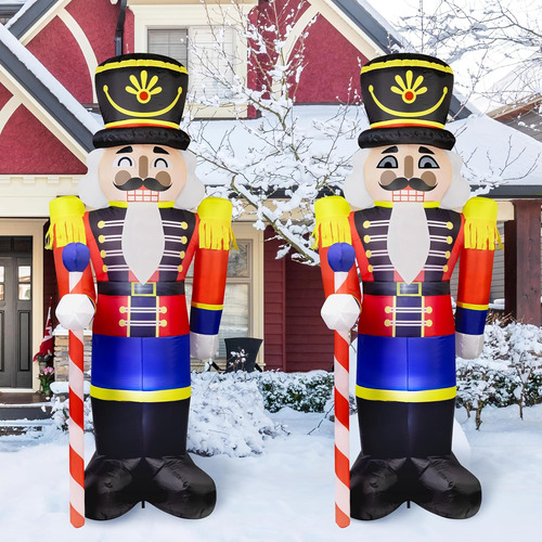 Soldado Cascanueces Inflable Navidad 2.4m Ojos Reemplazables