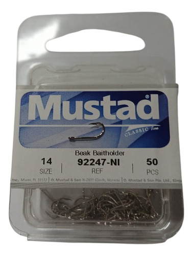 Anzol Mustad 92247-ni 14 Níquel Argolinha 25 Unidades