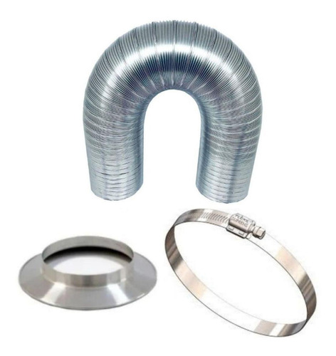 Duto Extensivo 60mm 3m+anel De Arremate+abraçadeira Aluminio