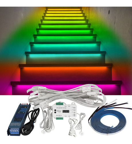 Kit Led Rgb 14 Escaleras Sensor Movimiento Luz Diurna