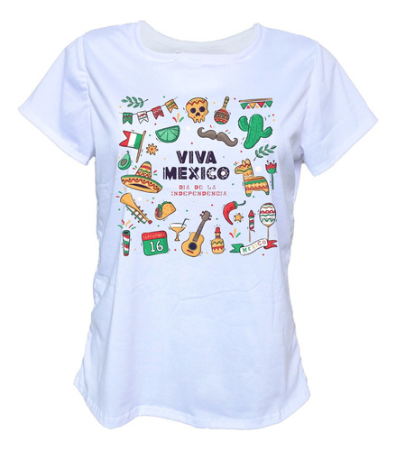 Blusa Playera Viva Mexico  Moda Camiseta Mujer 