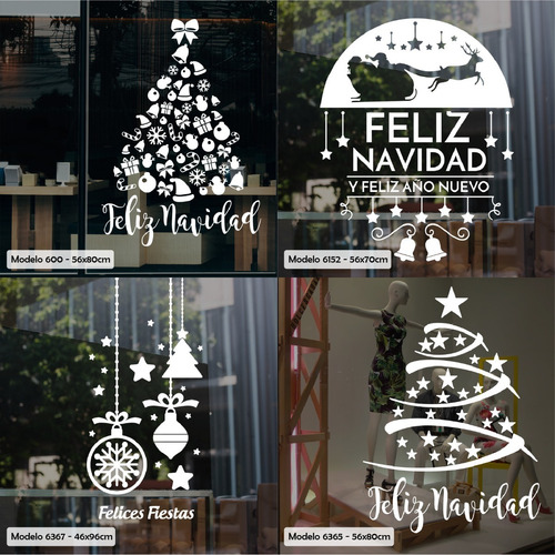 Imagen 2 de 7 de Vinilos Decorativo Vidriera Navidad Fiestas Año Nuevo Regalo