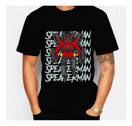 Polera Unisex Skibidi Speakerman Letras Algodon Estampado