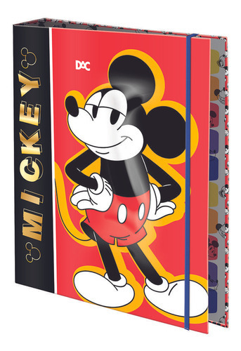 Fichário Colegial Elástico Mickey Disney Dourado Dac 4191