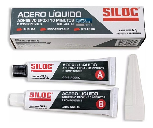 Acero Liquido Gris Adhesivo Epoxi 10 57gs. Siloc