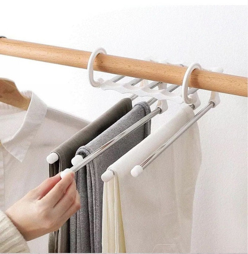 Imagen 7 de 9 de Perchero Colgador Plegable 5 En 1 Organizador De Ropa