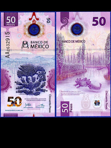 Ajolote Billete $50 Serie Variada Billete Mexicano