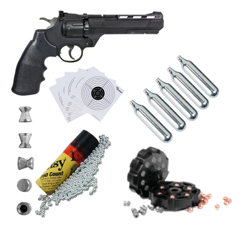 Pistola Revolver Vigilante Crosman + Co2 Pellets Y Bbs Xtr C