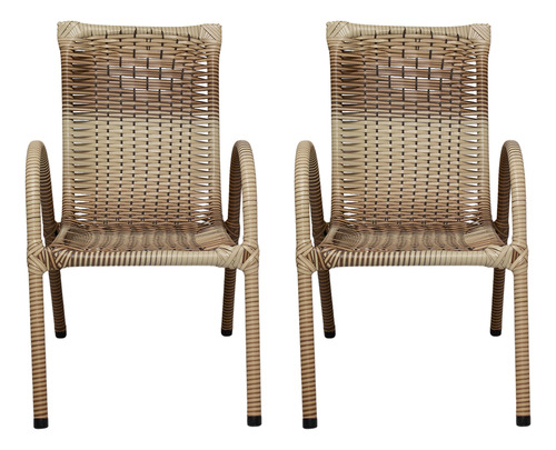 Itagold Varanda kit 2 cadeiras poltrona em junco sintético cor cappuccino
