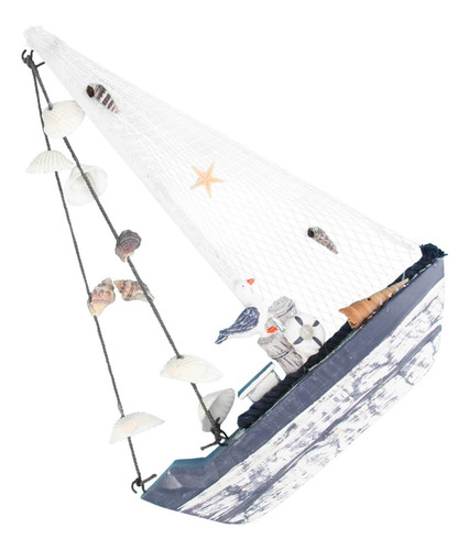 Sewacc Barco Vela Madera Concha Mar Miniatura Modelo Pesca