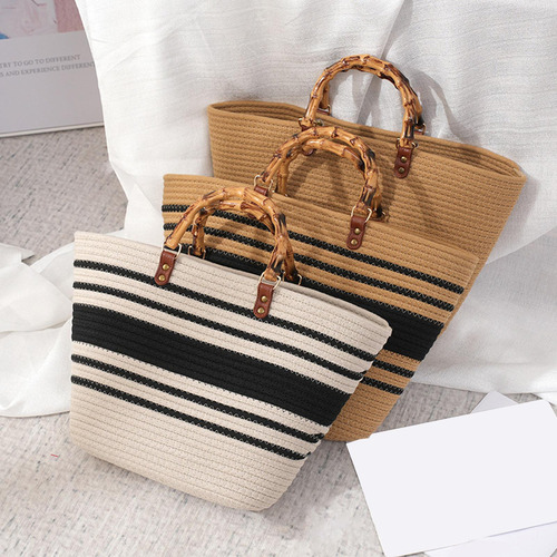Bolso De Playa Para Mujer, Bolso Tejido Bohemio Informal A