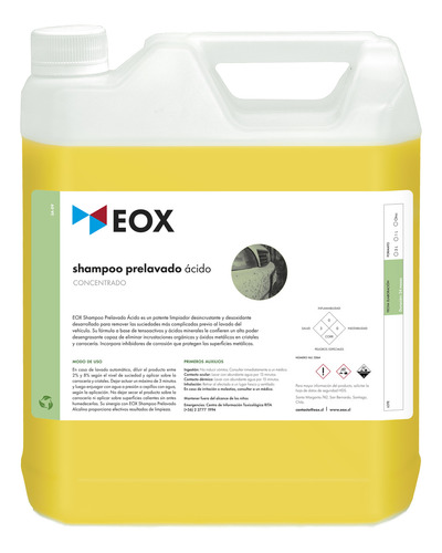 Shampoo Automotriz Concentrado Prelavado Ácido Eox 5 Litros