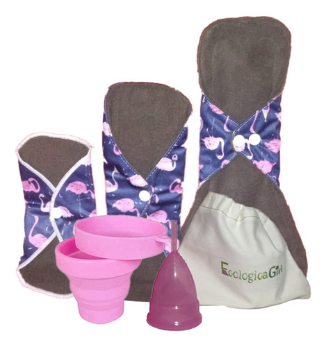 Kit Ecologica Girl 1 Copa Menstrual Con Toallas De Tela Color Copa Ruby Talla G