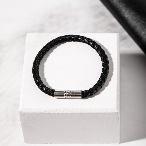 Pulseira Masculina Corda Preta Comprimento 20 Cm Cor Preto