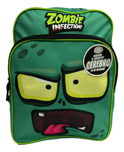 Mochila Escolar Faydi Zombie Infection Verde Cerebro Clases