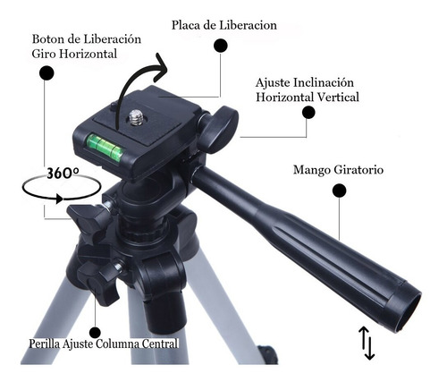 Tripode 3110 + Soporte Celular Y Bluetooth - Max Alt. 105 Cm