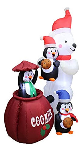 Inflables Inflable De Oso Polar Y Tres Pingüinos