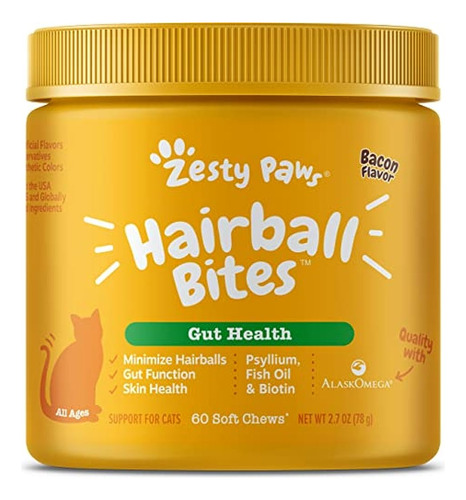 Zesty Paws Hairball Bites Para Gatos - Cat Furball Control -