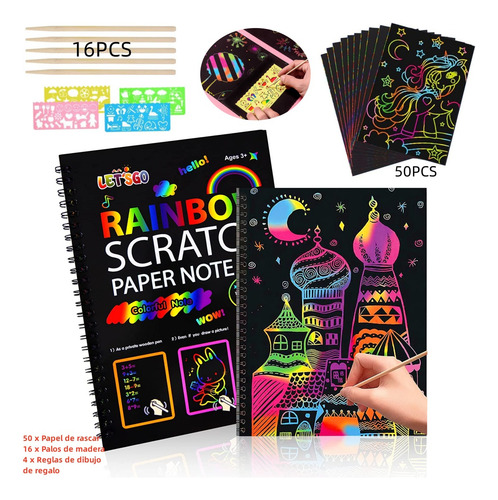 Kit De Libro De Pintura Para Rainbow Rascar Paper Niños 71pc